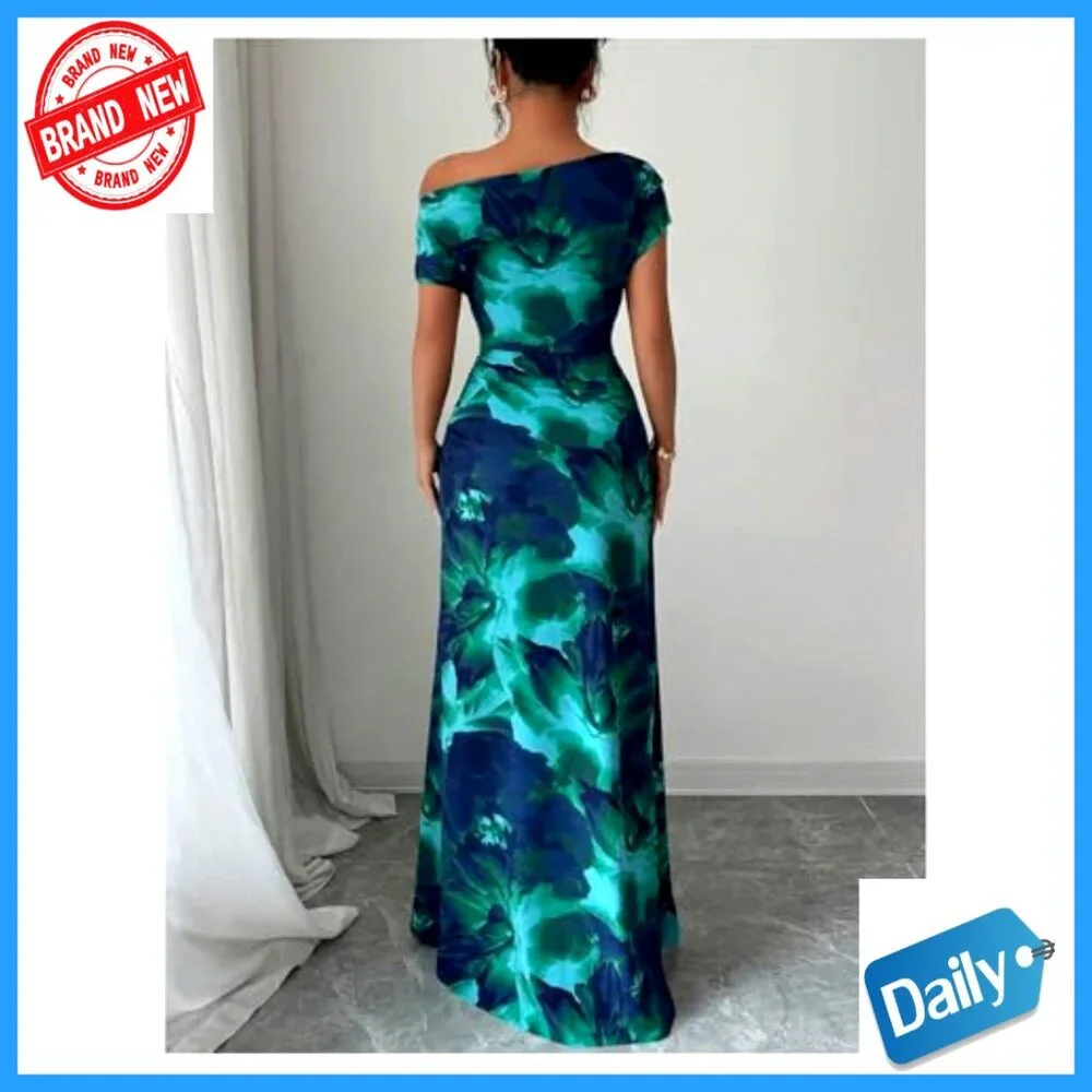 Floral Maxi Dress Formal Prom Wedding Guest A Line Sleeveless Summer - Picture 2 of 5